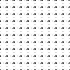 Square seamless background pattern from black digital tech symbols are different sizes and opacity. The pattern is evenly filled. Vector illustration on white background