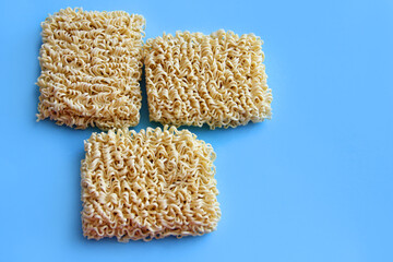 instant pasta on a blue background