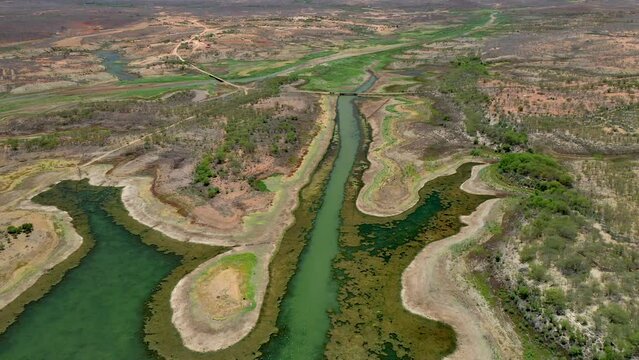 aerial view of cocorob&oacute; lake where the famous canudos war took place, historic site