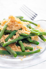 green beans served with bread crumbs