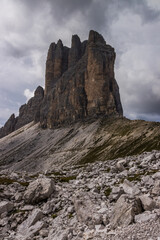 Mountain trail Tre Cime di Lavaredo in Dolomites in Italy