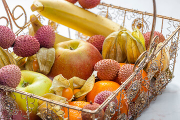 still life of fruit in the basket