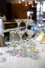pyramid of champagne glasses