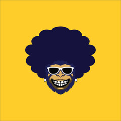 monkey with frizzy hair who is wearing glasses