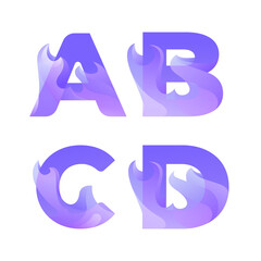 flame lettering logo gradient A B C D