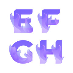 flame lettering logo gradient E F G H