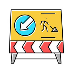 road construction sign color icon vector illustration