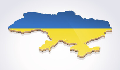 3D map of Ukraine flag on white background