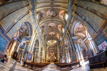 Fossano, Italy - February 27, 2022: Cathedral of Santa Maria and San Giovenale (XVIII century): the...