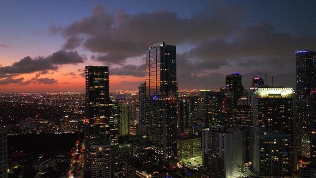 Beautiful view of Miami Brickell during sunset