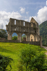 Fototapeta na wymiar Aulps Abbey, Saint Jean d Aulps in Aulps Valley, Haute Savoie, France