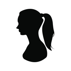 Beautiful profile woman head with hairstyles vector illustration - obrazy, fototapety, plakaty