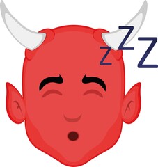 Vector illustration of the face of a cartoon demon sleeping