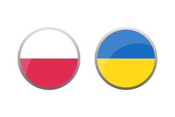 Obraz premium Flags of Poland and Ukraine. Vector round icons with flags isolated on white background. 