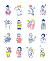 困った表情の男女　上半身　セット