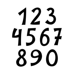 Cartoon black numbers isolated on white background