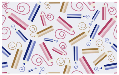 Pencils seamless abstract vector wallpaper, different pencils endless pattern background.
