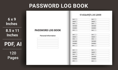 Password Log Book Template Set. Set of Password Log Template. Password Tracker Template. Password Tracker Logbook. password notebook. Printable Password Log A4 Size Easily Editable. Minimalist planner