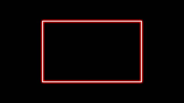 Neon light border animation on black background.modern border with blank copy space 4K