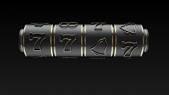 Animated Futuristic, Modern Black And Golden Slot Machine Concept Isolated On The Black Background. Stop Set 7777 3D 4K Video.	
