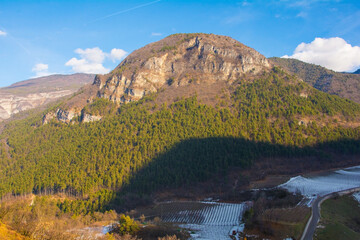 December landscape in Lagarina Valley in near Besenello in Trentino, north east Italy

