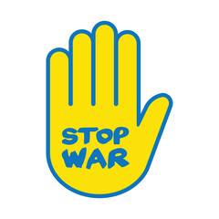 Stop war sign on hand icon.