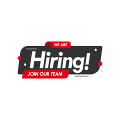 Obraz premium Hiring recruitment open vacancy label design vector