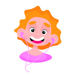 little girl with headphones