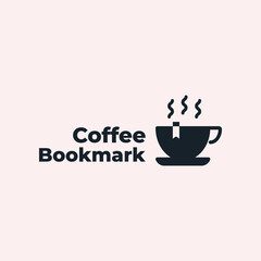 Bookmark coffee logo design template icon illustration vintage drawing
