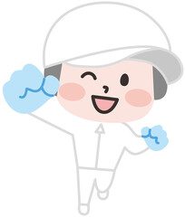 白衣を着た作業員