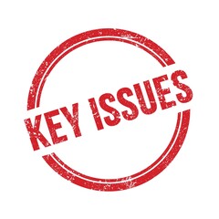 KEY ISSUES text written on red grungy round stamp.