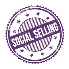 SOCIAL SELLING text written on purple indigo grungy round stamp.