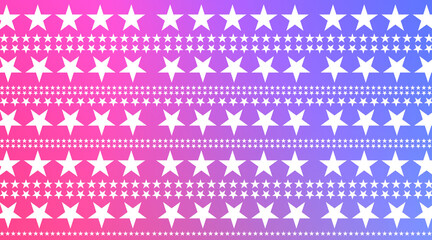 white stars of various sizes stacked on pink and violet background, banner, template, decor, fashion