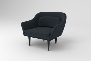 Perspective view, Modern Chair, minimal concept, Studio shot of stylish chair isolated on white background 3d rendering