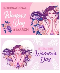 Women's concept illustration, international women's day. Flat style vector design set of stock vectors