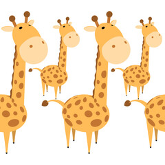 Seamless pattern vector with cute  giraffes.