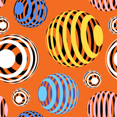 Seamless pattern vector with colorful  ball hoops.