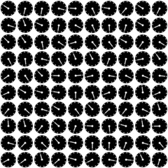 Seamless pattern vector with time random black clock.