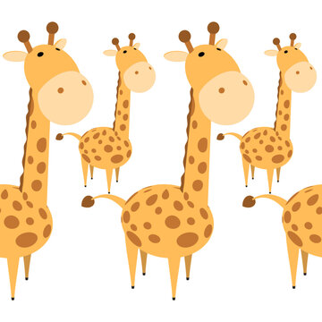 Seamless pattern vector with cute  giraffes.