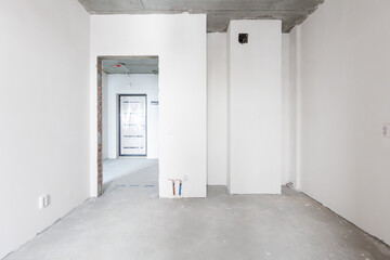 interior of the apartment without decoration in gray colors