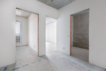 interior of the apartment without decoration in gray colors