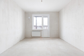 interior of the apartment without decoration in gray colors