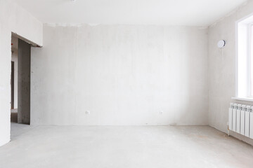 interior of the apartment without decoration in gray colors