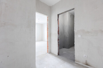 interior of the apartment without decoration in gray colors