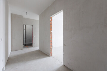 interior of the apartment without decoration in gray colors