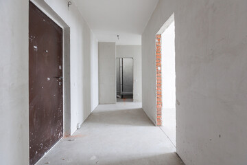 interior of the apartment without decoration in gray colors