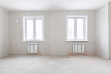 interior of the apartment without decoration in gray colors