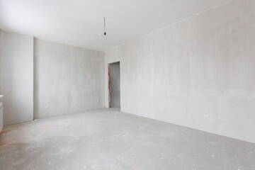 interior of the apartment without decoration in gray colors