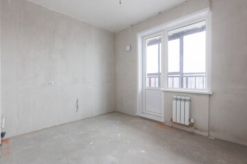 interior of the apartment without decoration in gray colors