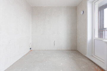 interior of the apartment without decoration in gray colors